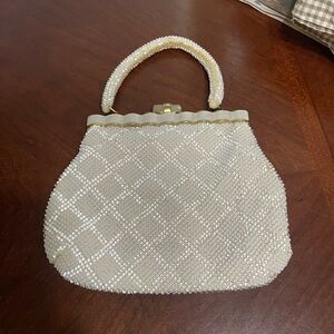 Vintage white pearl beaded handbag